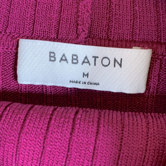 Aritzia Babaton Zander Ribbed Turtleneck Long Sleeve Raspberry Sz M - Picture 3 of 9